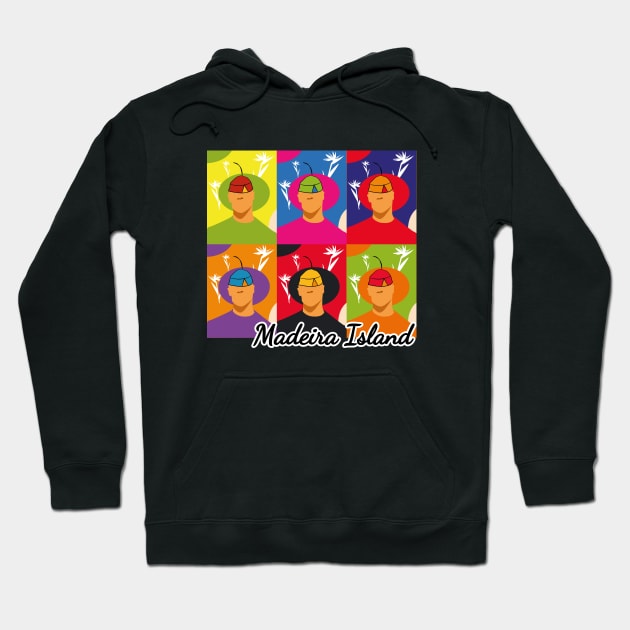 Madeira Island male pop art no face illustration using the traditional folklore hat Hoodie by Donaby